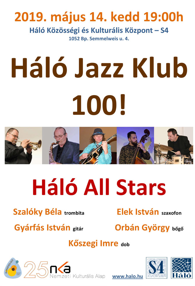 Háló Jazz Klub 100. ünnepi koncertajánló, Deseő Csaba visszaemlékezés és egy rendhagyó interjú Schön Györggyel